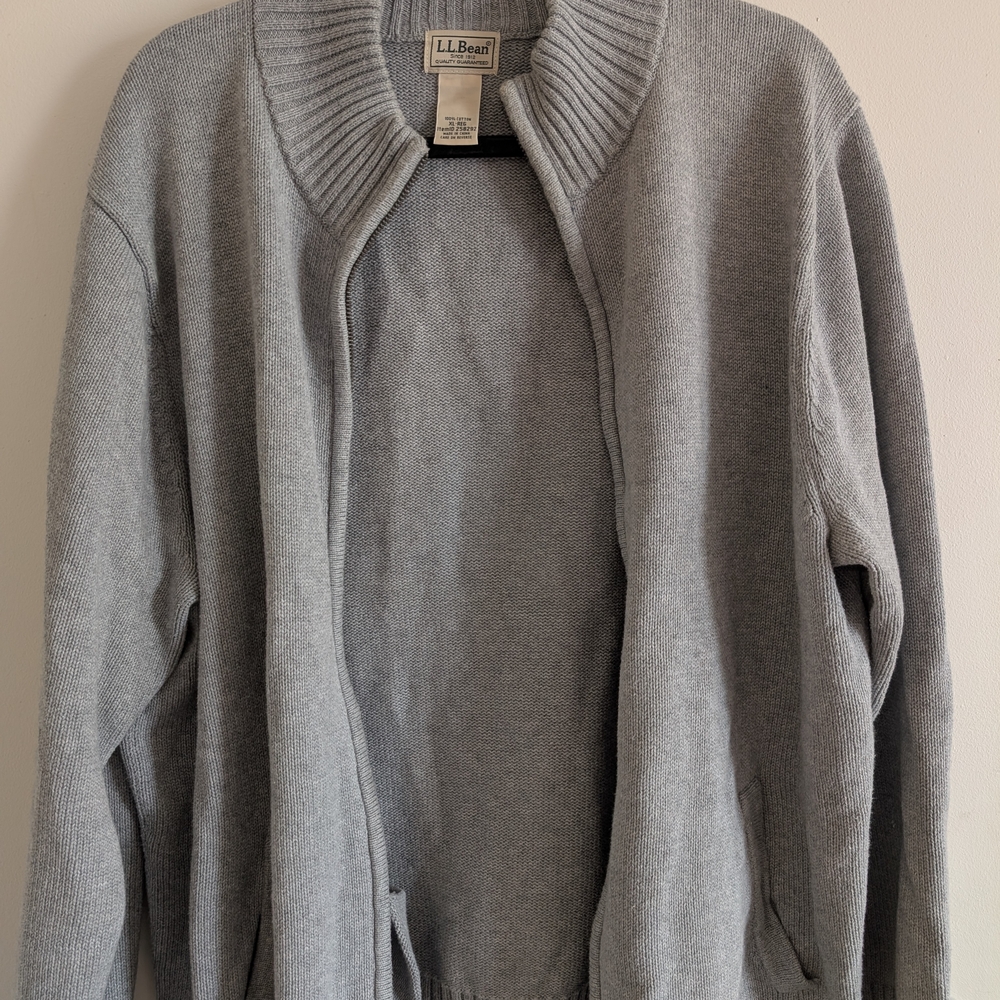 100% Cotton L.L. Bean Gray Sweater